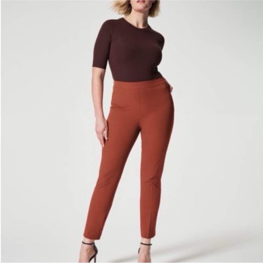 SPANX On The Go Ankle Slim Straight‎ Pants in Bronze Glow